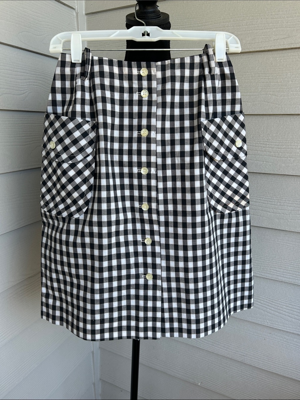PRESTIGE OF BOSTON Black/White Gingham Button-Front Skirt with union label Sz 12